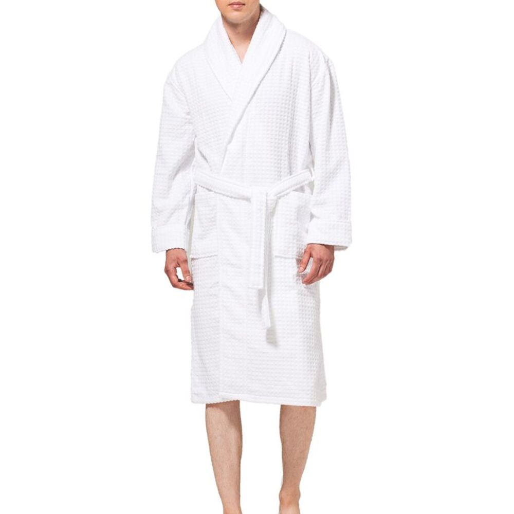 Alpine Swiss Mens Luxury Waffle Knit Cotton Bathrobe Shawl Collar Hotel Spa Robe - Picture 7 of 8